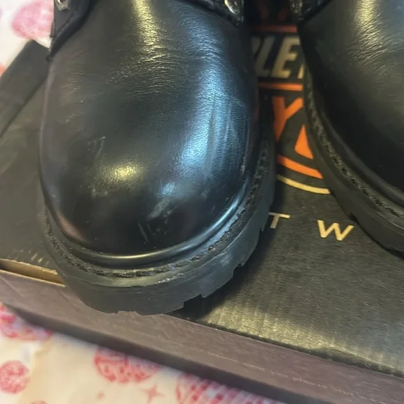 Harley Davison, black leather tie boots - Picture 5 of 10